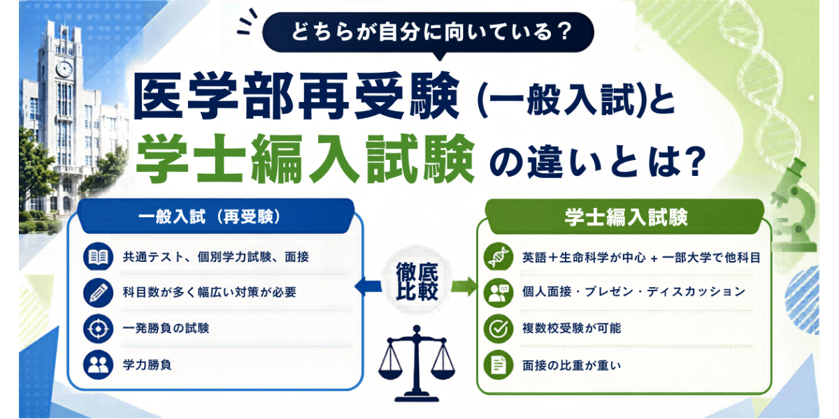 医学部再受験（一般入試）と学士編入試験ってどっちがいいの？