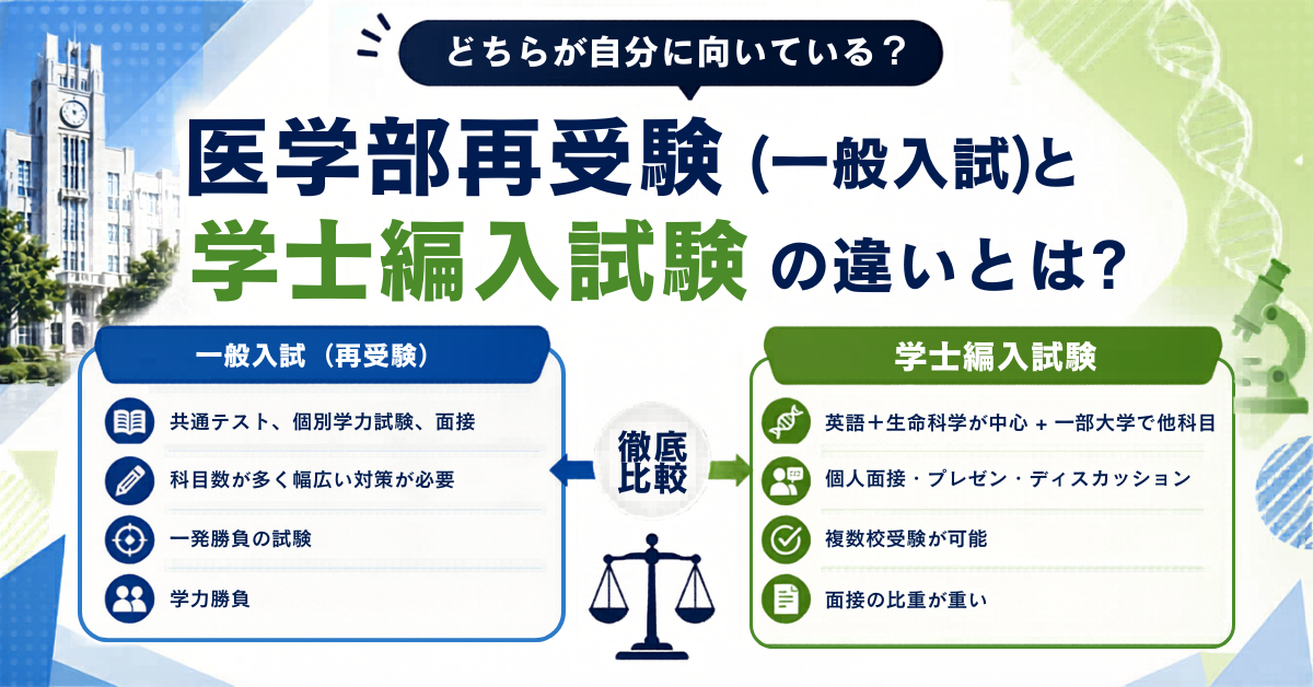 医学部再受験（一般入試）と学士編入試験の違いとは？